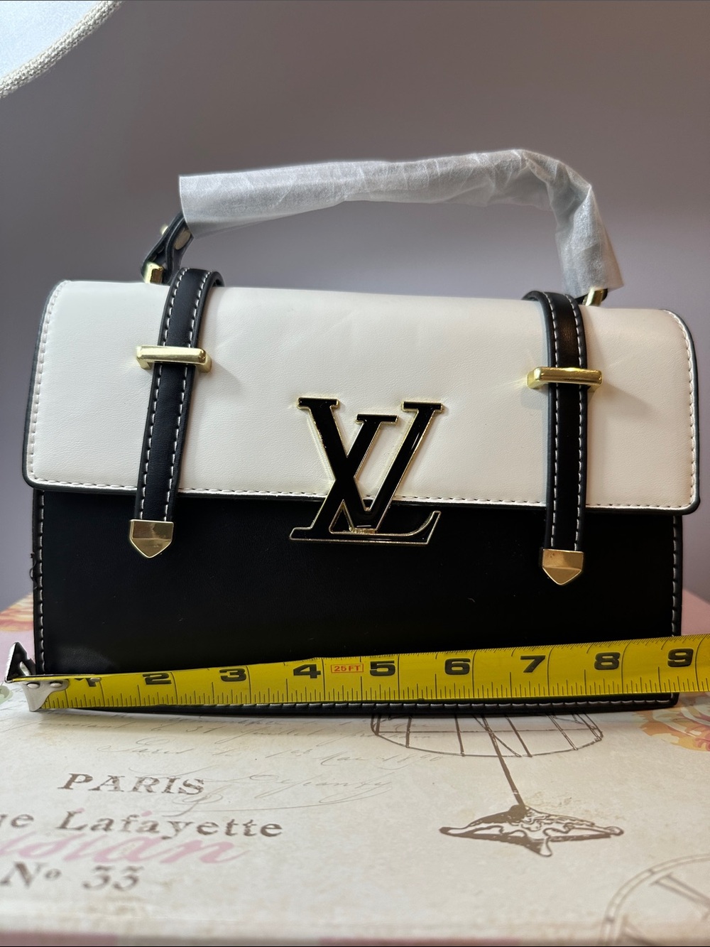 Source Unknown Black and White Mini Top Handle Satchel